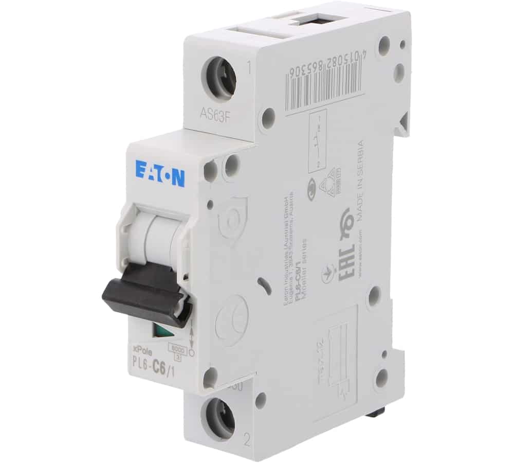 کلید مینیاتوری تک پل 6 آمپر تیپ C ایتون کد PL6-C6.1 کلید مینیاتوری تک پل 6 آمپر تیپ C ایتون کد PL6-C6.1
